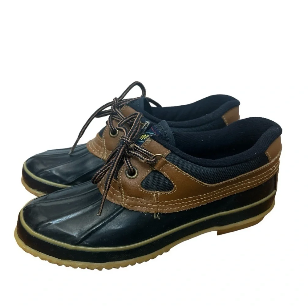 RAIN GUARD Sporto Women's Size 6 Duck Boots Brown Navy Thermolite Waterproof